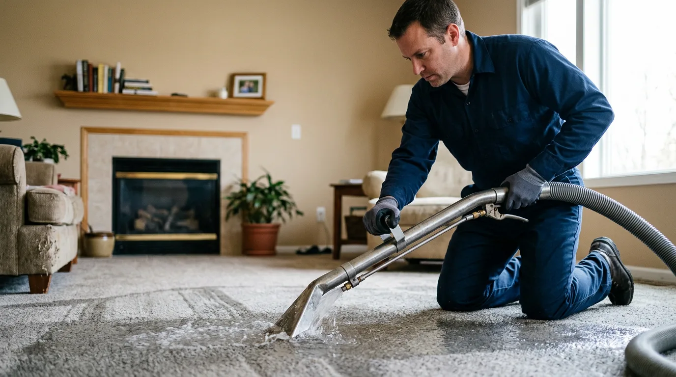 Water damage restoration technician working near Paden City, WV